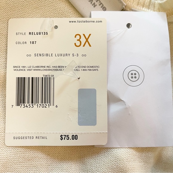 VTG Liz Claiborne 2 Pc Twin Cardigan Sweater Set, Rhinestone Buttons, Sz 3X - Picture 9 of 9